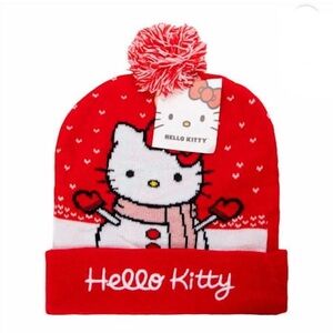 NWT Hello Kitty Red and White Pom-Pom Hat
